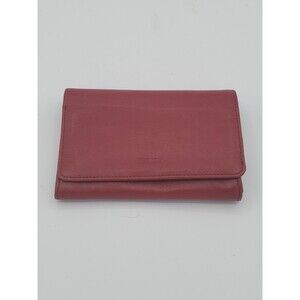 FURLA Red Leather Small  Wallet Womens Credit Card Slots Snap Italy